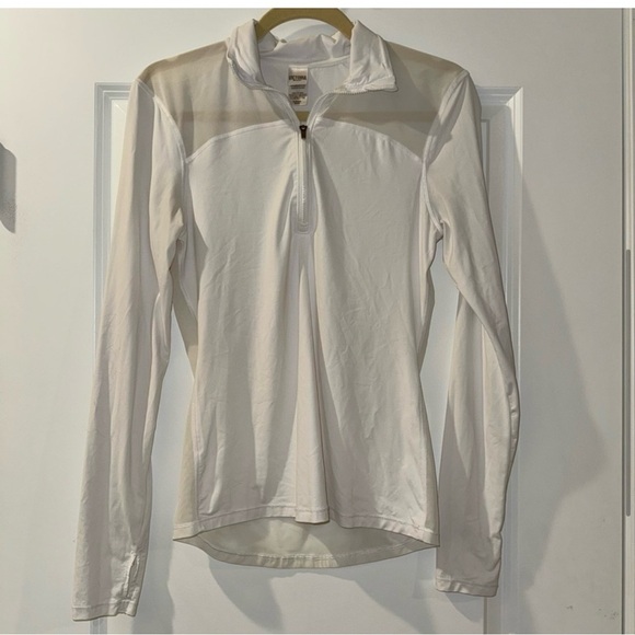 Victoria's Secret Sport White Fitted Long Sleeve 1/4 Zip - Picture 1 of 3